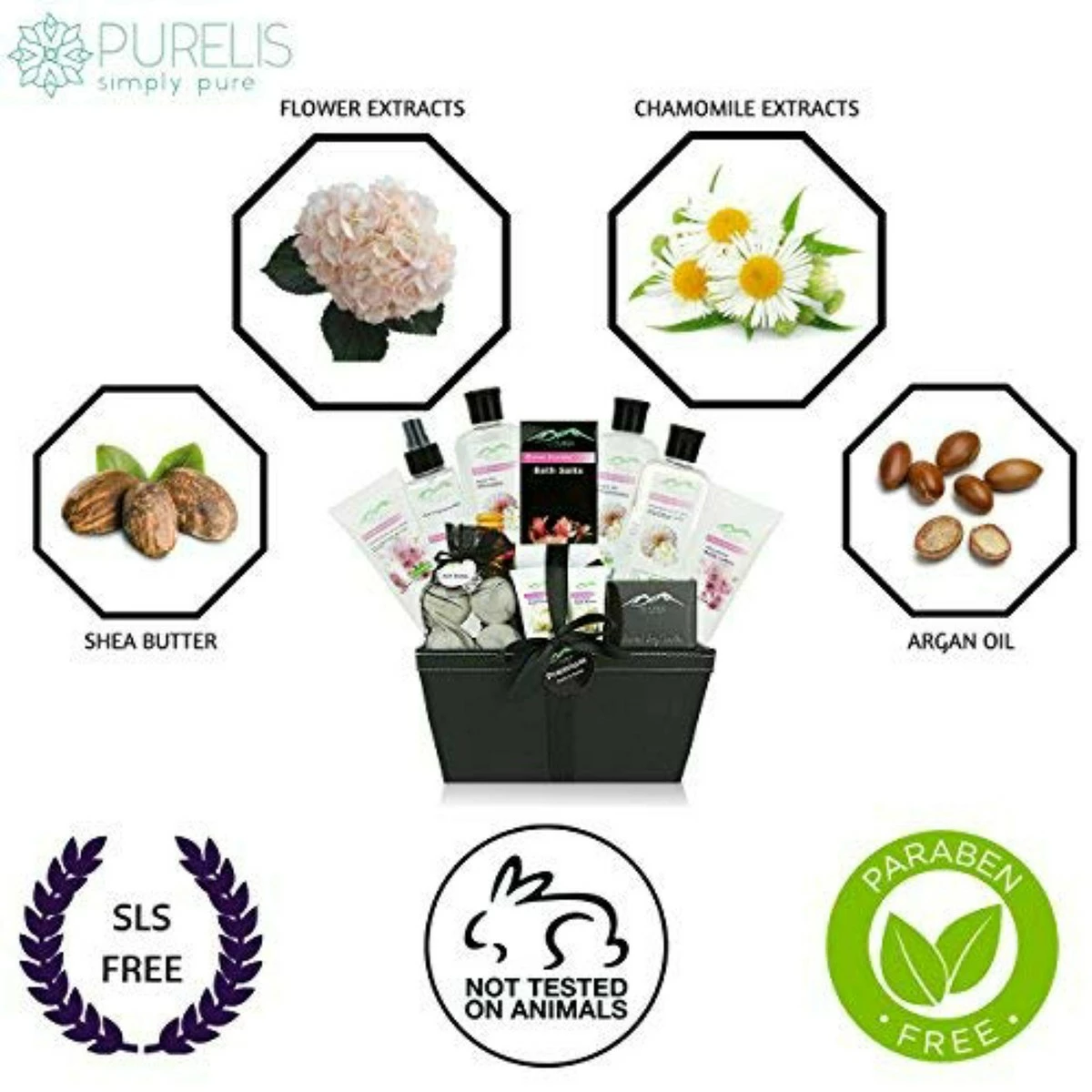 Purelis Large Bath Body Gift Basket - Ultimate Spa Basket Etc. #1 Spa Gift Set For Women Prime Spa Kit! Best Pampering Gift For Women & Gift Basket For Mom! Paraben Free 6 Purelis Large Bath Body Gift Basket - Ultimate Spa Basket Etc. #1 Spa Gift Set For Women Prime Spa Kit! Best Pampering Gift For Women & Gift Basket For Mom! Paraben Free - Image 4