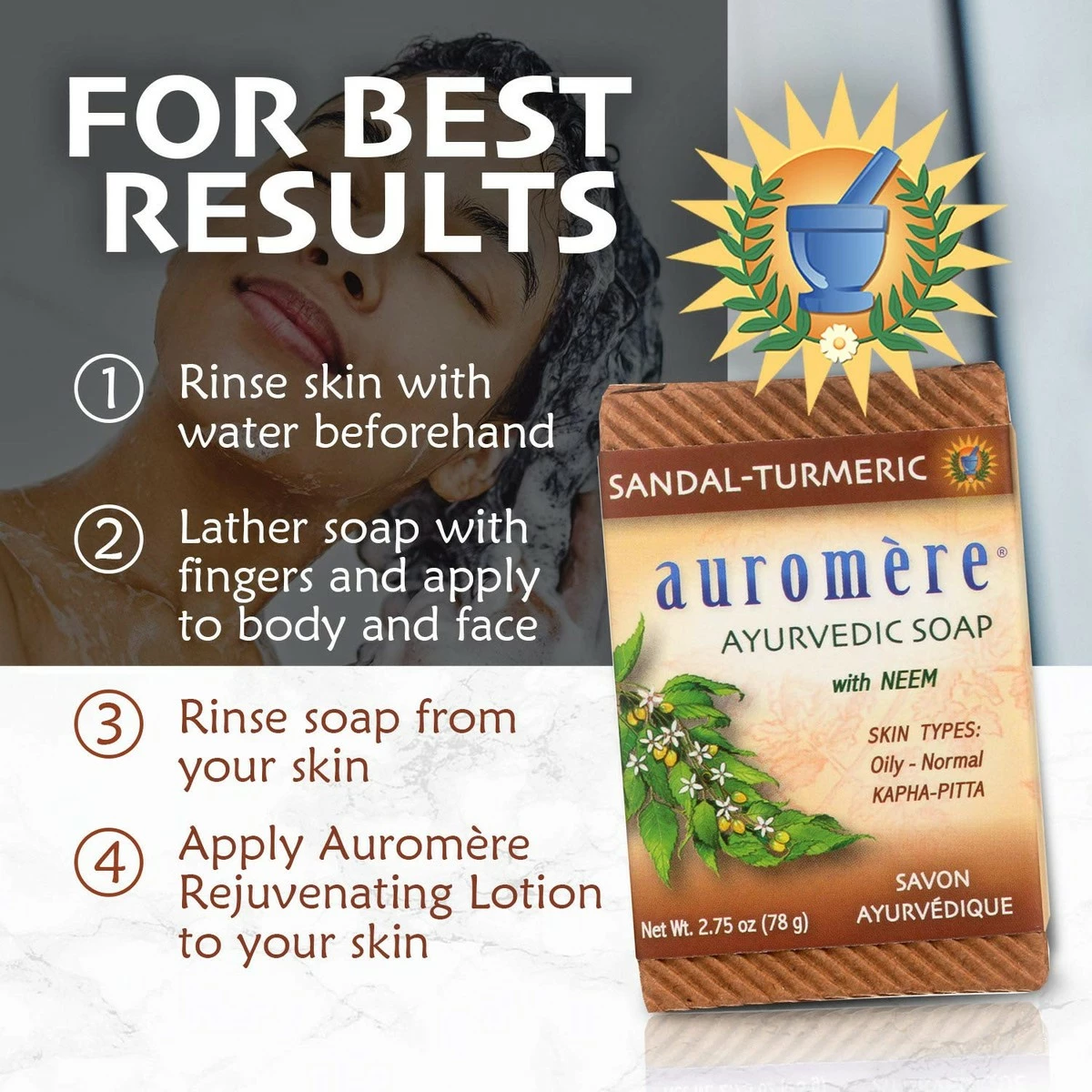Auromere Store Auromere Ayurvedic Bar Soap, Sandal Turmeric - Eco Friendly, Handmade, Vegan, Cruelty Free, Natural, Non GMO (2.75 Oz), 5 Pack 7 Auromere Store Auromere Ayurvedic Bar Soap, Sandal Turmeric - Eco Friendly, Handmade, Vegan, Cruelty Free, Natural, Non GMO (2.75 Oz), 5 Pack - Image 5