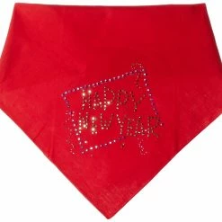 Mirage Pet Products Happy New Year Rhinestone Bandana, Large, Red