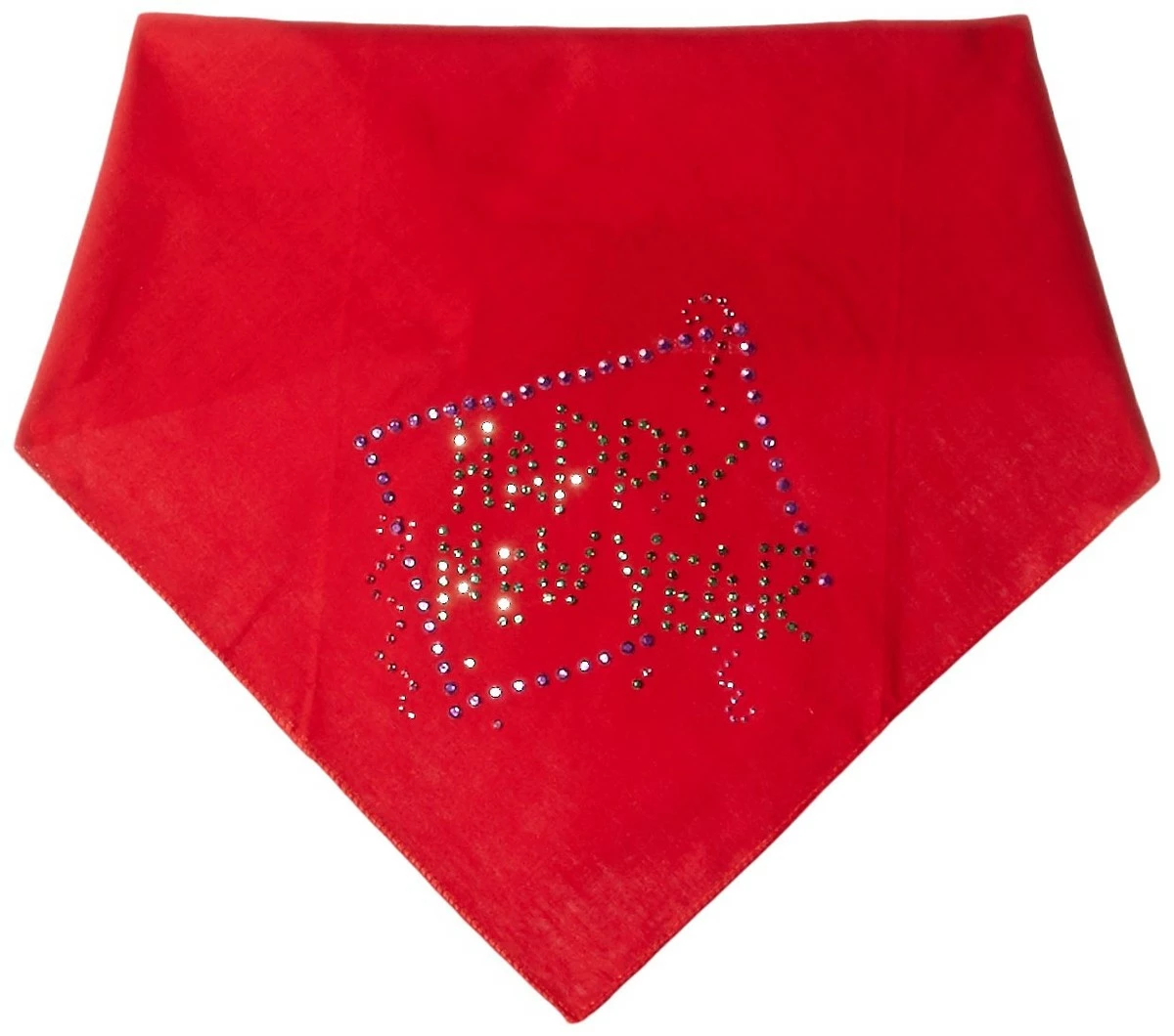 Mirage Pet Products Happy New Year Rhinestone Bandana, Large, Red 3 Mirage Pet Products Happy New Year Rhinestone Bandana, Large, Red