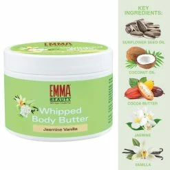 EMMA Beauty Whipped Body Butter For Dry Skin, Ultra-Hydrating, 100% Vegan & Cruelty-Free, Jasmine Vanilla, 7.5 Ounces 12 EMMA Beauty Whipped Body Butter For Dry Skin, Ultra-Hydrating, 100% Vegan & Cruelty-Free, Jasmine Vanilla, 7.5 Ounces -Moisturizers Sales f1gnur23h1v7c3w20eqazcwtg2aj