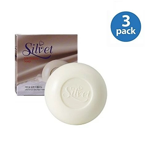 Silvet Sensitive Skin Body Wash Face Bar Soap Natural Extract Contain Silk Protein, Sericin, Chitosan, Jojoba Oil, Squalene Aloe Vera, Natural Vegetable Raw Material (Pack Of 3) 3 Silvet Sensitive Skin Body Wash Face Bar Soap Natural Extract Contain Silk Protein, Sericin, Chitosan, Jojoba Oil, Squalene Aloe Vera, Natural Vegetable Raw Material (Pack Of 3)