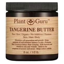 Plant Guru Tangerine Body Butter 8 Oz. 100% Pure Raw Fresh Natural Cold Pressed. Skin Body And Hair Moisturizer, DIY Creams, Balms, Lotions, Soaps.