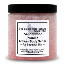 The Soap Exchange Sugar Body Scrub - Sandalwood Vanilla Scent - Hand Crafted 16 Fl Oz / 480 Ml Natural Artisan Skin Care, Shea Butter, Exfoliate, Moisturize, & Protect. Made In The USA.
