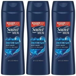 Suave Men Body Wash, Refresh, 15 Fl Ounce (Pack Of 3)