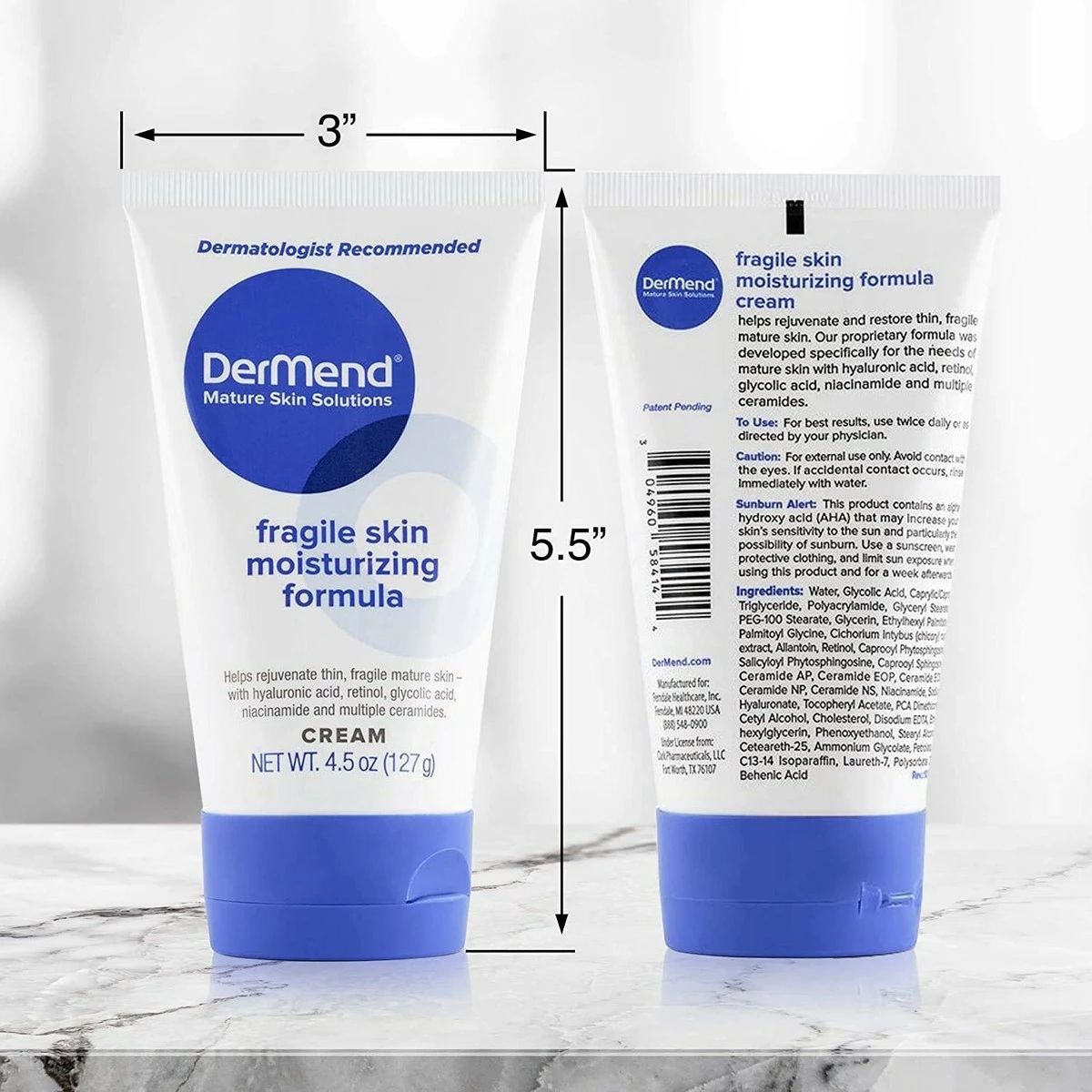 DerMend Fragile Skin Moisturizing Cream 4.5 Oz Tube - PACK OF 2 5 DerMend Fragile Skin Moisturizing Cream 4.5 Oz Tube - PACK OF 2 - Image 3