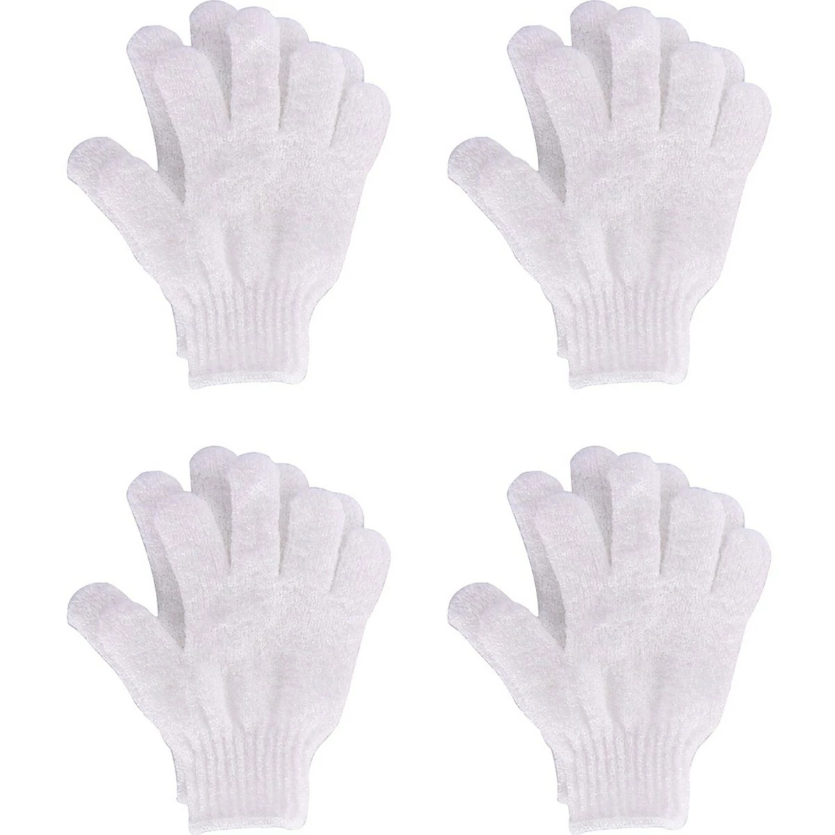 Hotop 4 Pairs Shower Gloves Scrubbing Gloves Dual-sided Exfoliating Glove Body Bath Scrubs, White 3 Hotop 4 Pairs Shower Gloves Scrubbing Gloves Dual-sided Exfoliating Glove Body Bath Scrubs, White