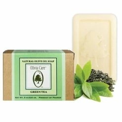 Olivia Care Store Olivia Care Premium Bath & Body Bar Soap | Organic, Vegan & Natural | Olive Oil | Repairs, Hydrates, Moisturizes & Deep Cleans | Repair Dry Skin | Sustainable Palm Oil | Made In USA | 8 OZ - GREEN TEA