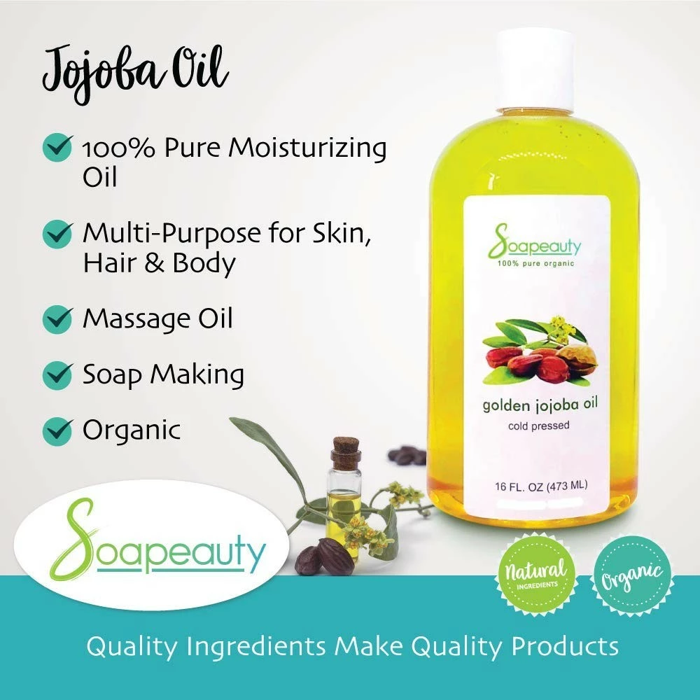 Soapeauty JOJOBA OIL Organic Cold Pressed Unrefined | 100% Pure Natural Golden Jojoba Oil | Carrier For Essential Oils, Moisturizer For Skin, Face & Hair, Massage, Soap Making | Sizes 4OZ To 1 GALLON | (64 OZ) 4 Soapeauty JOJOBA OIL Organic Cold Pressed Unrefined | 100% Pure Natural Golden Jojoba Oil | Carrier For Essential Oils, Moisturizer For Skin, Face & Hair, Massage, Soap Making | Sizes 4OZ To 1 GALLON | (64 OZ) - Image 2