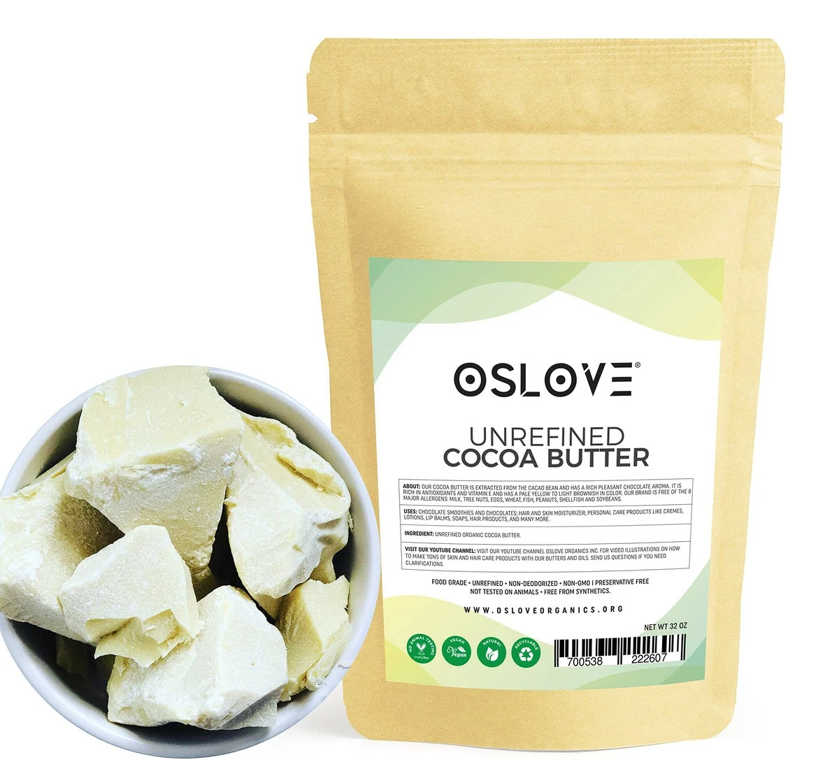 Organic Cocoa Butter FOOD GRADE 2LB By Oslove Organics - Raw, Non-Deodorized, Unrefined - Best Cocoa Butter For DIY Body Butter And Delicous Home-made Chocolate 6 Organic Cocoa Butter FOOD GRADE 2LB By Oslove Organics - Raw, Non-Deodorized, Unrefined - Best Cocoa Butter For DIY Body Butter And Delicous Home-made Chocolate - Image 4