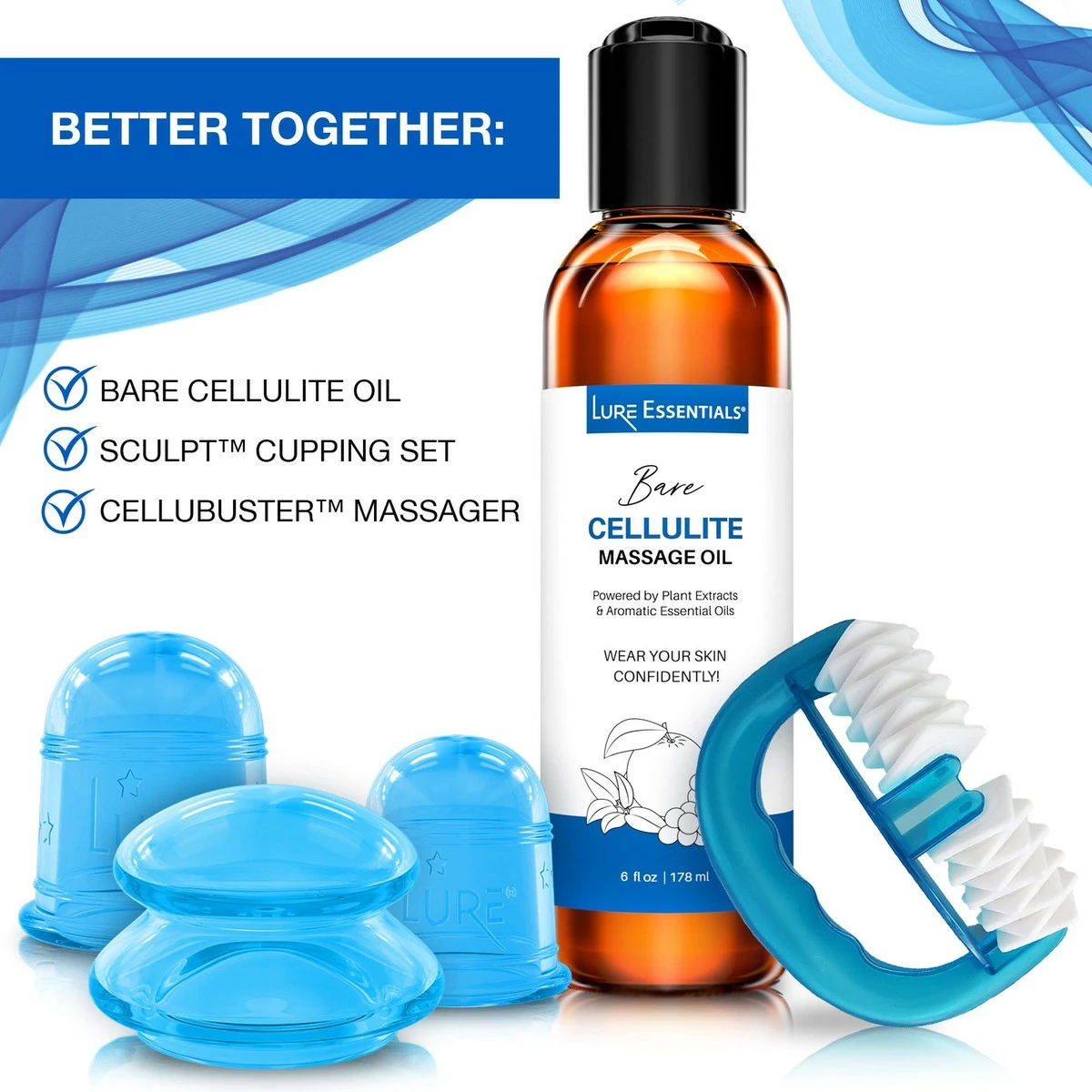 Lure Essentials Cellulite Massage Oil, All-Natural Ingredients For Cupping Massage. Helps Reduce Appearance Of Cellulite For Hips, Butt, Thighs 11 Lure Essentials Cellulite Massage Oil, All-Natural Ingredients For Cupping Massage. Helps Reduce Appearance Of Cellulite For Hips, Butt, Thighs - Image 9