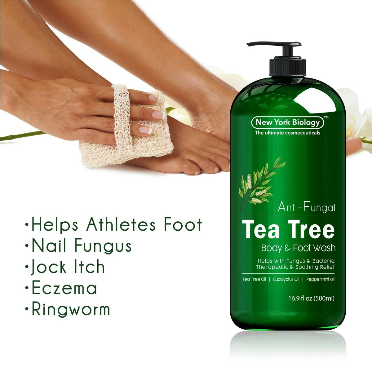 NEW YORK BIOLOGY THE ULTIMATE COSMECEUTICALS New York Biology Tea Tree Body Wash - Helps Soothe Itchy Skin, Jock Itch, Athletes Foot, Toenail Fungus, Eczema, Acne, Body Odor And Ringworm - Moisturizing Body Wash For Men & Women – 16 Fl Oz 5 NEW YORK BIOLOGY THE ULTIMATE COSMECEUTICALS New York Biology Tea Tree Body Wash - Helps Soothe Itchy Skin, Jock Itch, Athletes Foot, Toenail Fungus, Eczema, Acne, Body Odor And Ringworm - Moisturizing Body Wash For Men & Women – 16 Fl Oz - Image 3