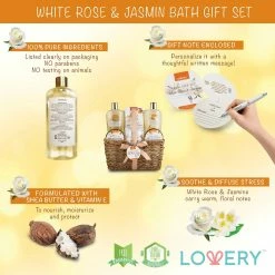 LOVERY Store Home Spa Gift Basket - White Rose & Jasmine - Luxury 11 Piece Bath & Body Set For Women, Christmas Gift With Shower Gel, Bubble Bath, Body Lotion, Scrub, Bath Salt, 4 Bath Bombs, Loofah & Basket 18 LOVERY Store Home Spa Gift Basket - White Rose & Jasmine - Luxury 11 Piece Bath & Body Set For Women, Christmas Gift With Shower Gel, Bubble Bath, Body Lotion, Scrub, Bath Salt, 4 Bath Bombs, Loofah & Basket -Moisturizers Sales ikr761asd8s3sg0fr3njr68e0qwj