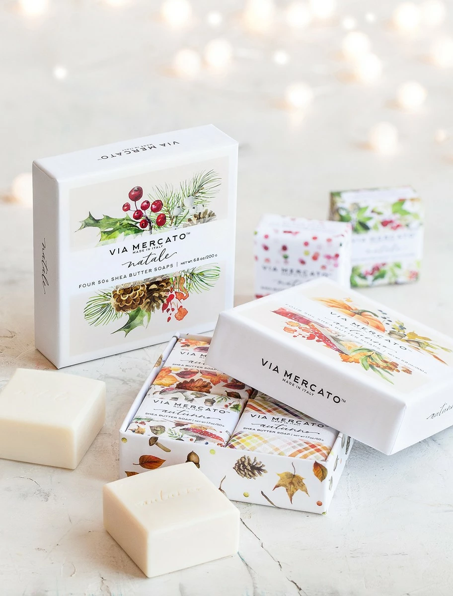 Via Mercato Natale Shea Butter Soap Boutique Luxury Gift Box (Set Of 4, 50g Each) - Autunno 8 Via Mercato Natale Shea Butter Soap Boutique Luxury Gift Box (Set Of 4, 50g Each) - Autunno - Image 6