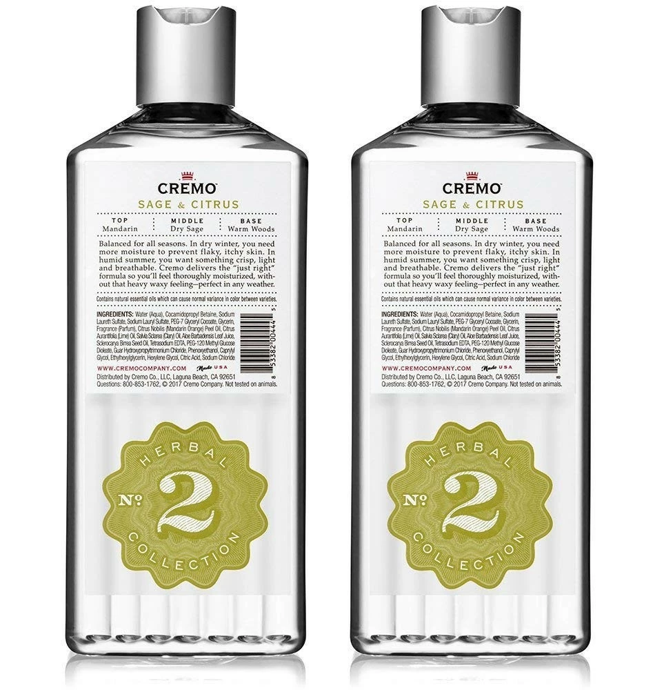 Cremo Rich-Lathering Sage & Citrus Body Wash, A Revitalizing Combination Of Bright Mandarin, Dry Herbs And White Cedar, 16 Oz (Pack Of 2) 4 Cremo Rich-Lathering Sage & Citrus Body Wash, A Revitalizing Combination Of Bright Mandarin, Dry Herbs And White Cedar, 16 Oz (Pack Of 2) - Image 2