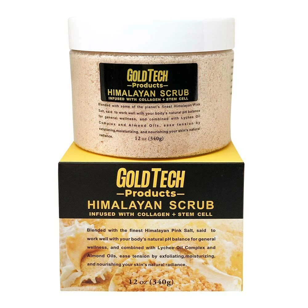 GoldTech Products Himalayan Scrub Infused With Collagen And Stem Cells - Natural Body Scrub Exfoliator Great For Acne, Cellulite, Wrinkles, Scars - Deep Cleansing, And Moisturizing 12 OZ 4 GoldTech Products Himalayan Scrub Infused With Collagen And Stem Cells - Natural Body Scrub Exfoliator Great For Acne, Cellulite, Wrinkles, Scars - Deep Cleansing, And Moisturizing 12 OZ - Image 2
