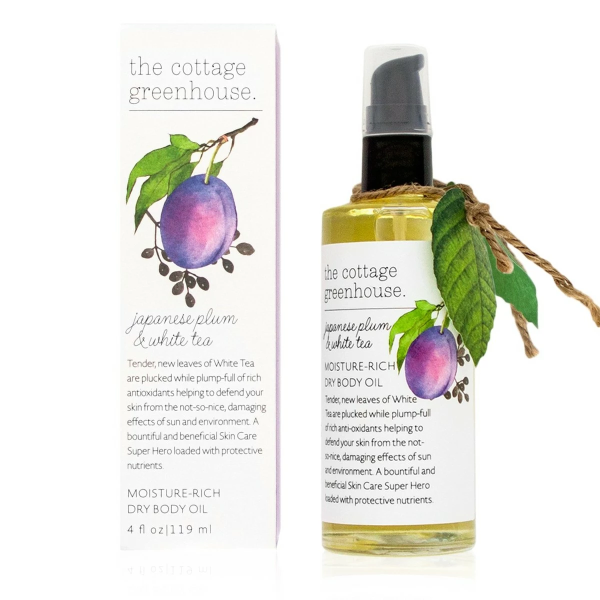 The Cottage Greenhouse Dry Body Oil, Japanese Plum & White Tea, 4 Fl Oz 3 The Cottage Greenhouse Dry Body Oil, Japanese Plum & White Tea, 4 Fl Oz