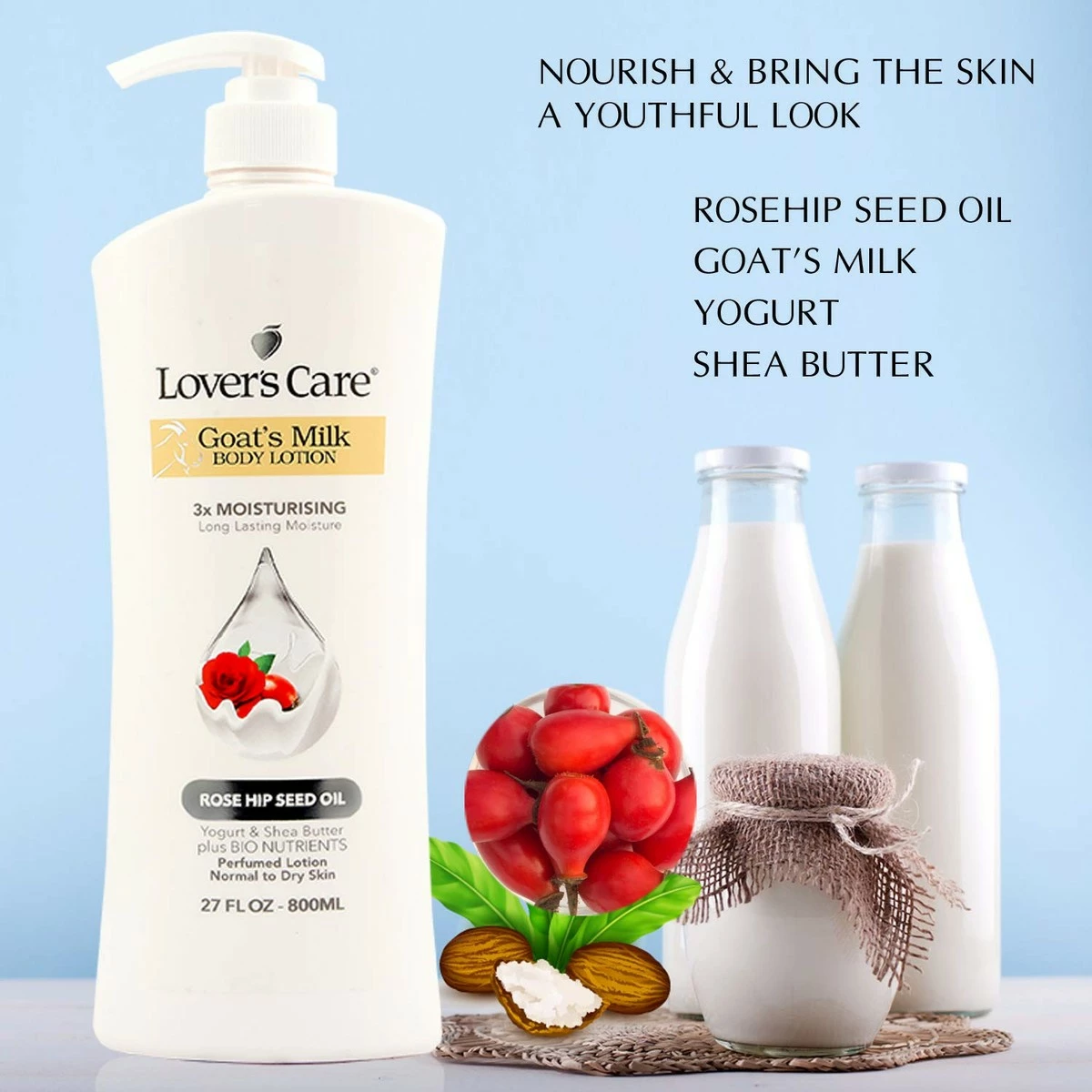 Lover's Care Store Lover's Care Goat Milk Body Lotion For Dry Skin 27.05 Oz (800ml) Rose Hip Seed Oil - Pack Of 2… 6 Lover's Care Store Lover's Care Goat Milk Body Lotion For Dry Skin 27.05 Oz (800ml) Rose Hip Seed Oil - Pack Of 2… - Image 4