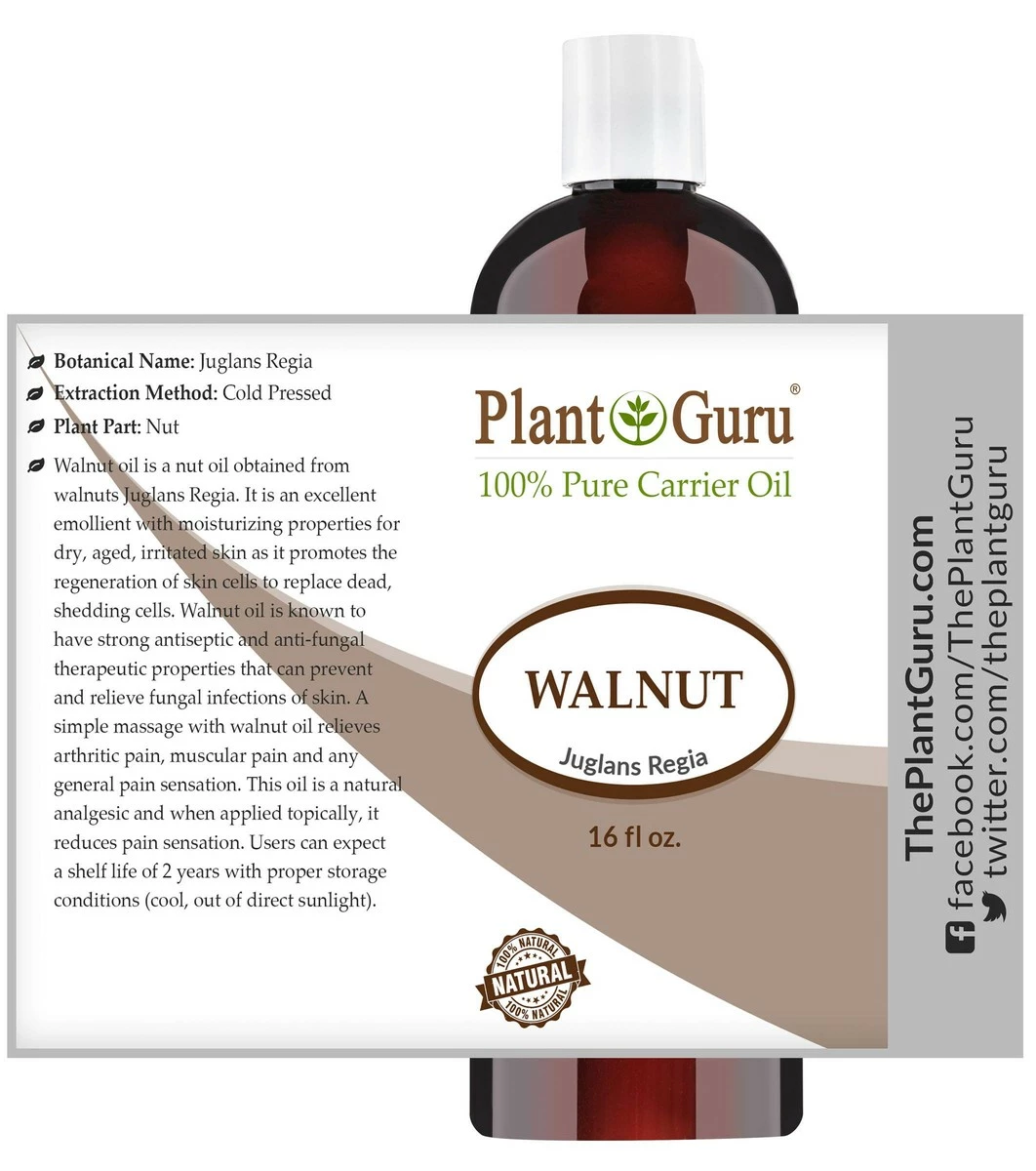 Plant Guru Walnut Oil 16 Oz - Cold Pressed 100% Pure Natural - Skin, Body, Face, And Hair Growth Moisturizer. Great For Creams, Lotions, Lip Balm And Soap Making 4 Plant Guru Walnut Oil 16 Oz - Cold Pressed 100% Pure Natural - Skin, Body, Face, And Hair Growth Moisturizer. Great For Creams, Lotions, Lip Balm And Soap Making - Image 2