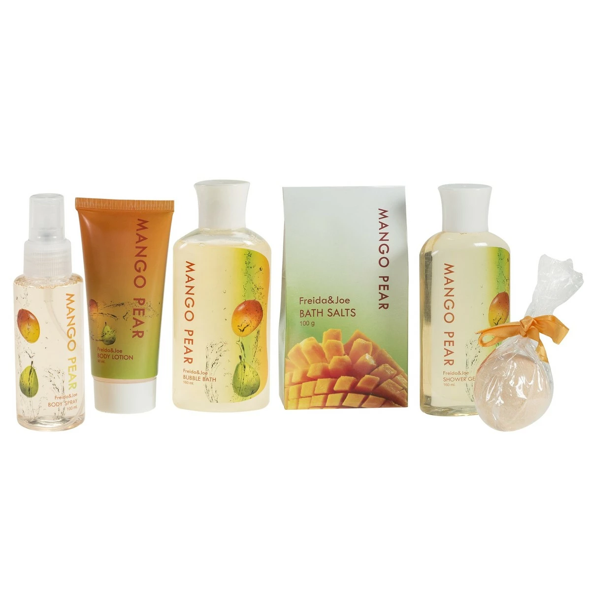 Freida And Joe Aromatic Autumn Mango-Pear Home Spa Experience: Women’s Fall Season Set Features Shower Gel, Bubble Bath, Bath Salt, Body Lotion, Body Spray, And Bath Fizzer In Delicate Woven Basket 4 Freida And Joe Aromatic Autumn Mango-Pear Home Spa Experience: Women’s Fall Season Set Features Shower Gel, Bubble Bath, Bath Salt, Body Lotion, Body Spray, And Bath Fizzer In Delicate Woven Basket - Image 2