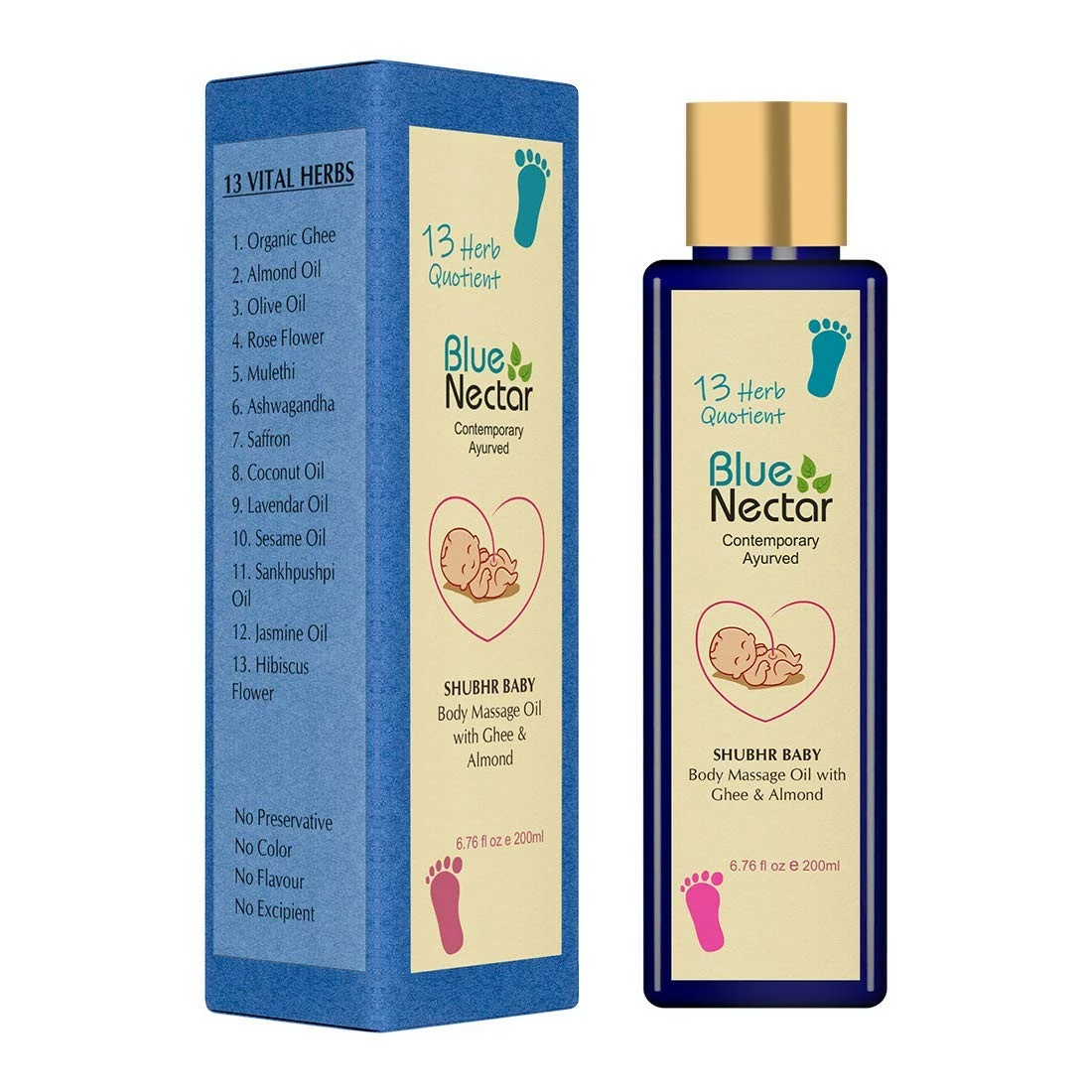 Blue Nectar Ayurvedic Baby Massage Oil With Organic Ghee, Almond Oil And Vitamin E For Healthy Babies (6.76 Fl Oz) 3 Blue Nectar Ayurvedic Baby Massage Oil With Organic Ghee, Almond Oil And Vitamin E For Healthy Babies (6.76 Fl Oz)
