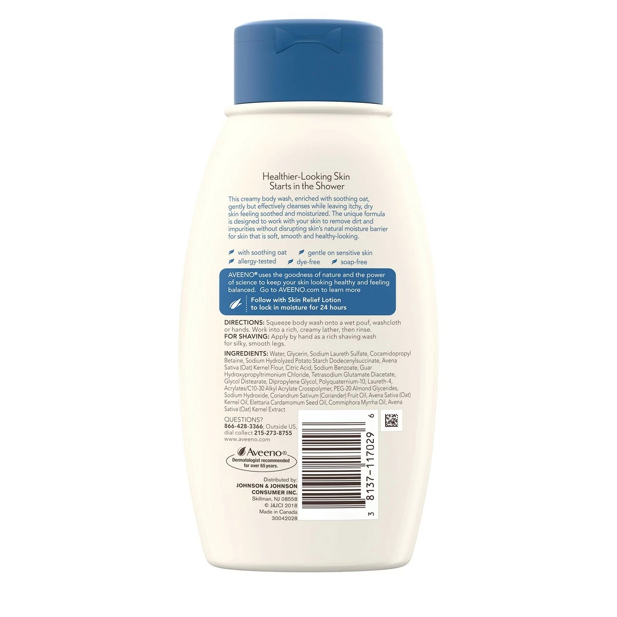 Aveeno Skin Relief Fragrance-Free Body Wash With Oat To Soothe Dry Itchy Skin, Gentle, Soap-Free & Dye-Free For Sensitive Skin, 12 Fl. Oz (Pack Of 2) 8 Aveeno Skin Relief Fragrance-Free Body Wash With Oat To Soothe Dry Itchy Skin, Gentle, Soap-Free & Dye-Free For Sensitive Skin, 12 Fl. Oz (Pack Of 2) - Image 6