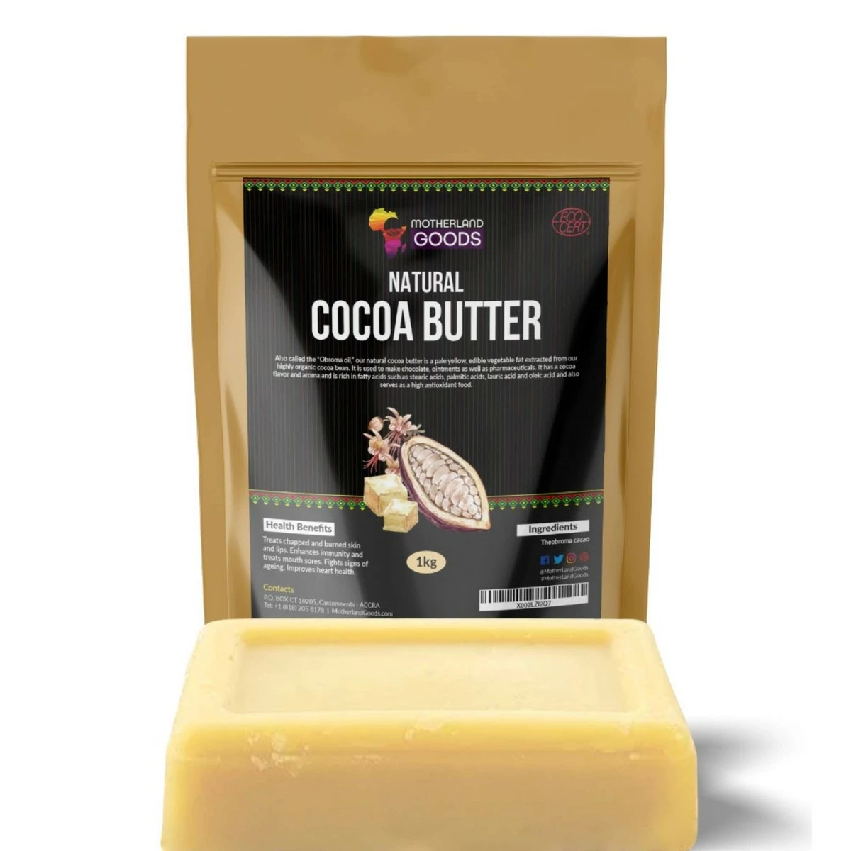 MOTHERLAND GOODS 100% Raw Cocoa Butter Block – Ultimate Raw Body Butter – Perfect For DIY And Craft Projects, Nourish The Skin & Help Fade Scars – Premium Raw Butter From Ghana, West Africa (1 Lb) 4 MOTHERLAND GOODS 100% Raw Cocoa Butter Block – Ultimate Raw Body Butter – Perfect For DIY And Craft Projects, Nourish The Skin & Help Fade Scars – Premium Raw Butter From Ghana, West Africa (1 Lb) - Image 2