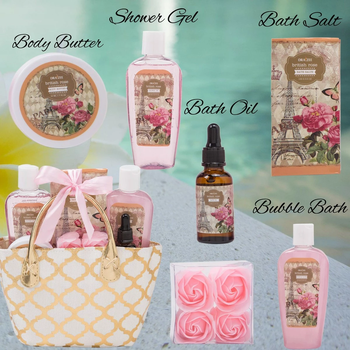 Draizee Spa Luxurious Home Relaxation Lovely Fragrance Gift Bag For Woman (British Rose, 6 Pieces) - #1 Best Mother's Day Gift For Mom, New Mother 8 Draizee Spa Luxurious Home Relaxation Lovely Fragrance Gift Bag For Woman (British Rose, 6 Pieces) - #1 Best Mother's Day Gift For Mom, New Mother - Image 6