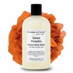 The Soap Exchange Body Wash - Sweet Pumpkin Scent - Hand Crafted 12 Fl Oz / 354 Ml Natural Artisan Liquid Soap For Hand, Face & Body, Shower Gel, Cleanse, Moisturize, & Protect. Made In The USA.