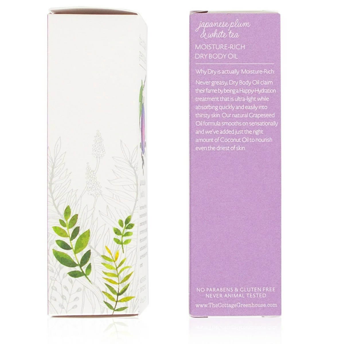 The Cottage Greenhouse Dry Body Oil, Japanese Plum & White Tea, 4 Fl Oz 4 The Cottage Greenhouse Dry Body Oil, Japanese Plum & White Tea, 4 Fl Oz - Image 2