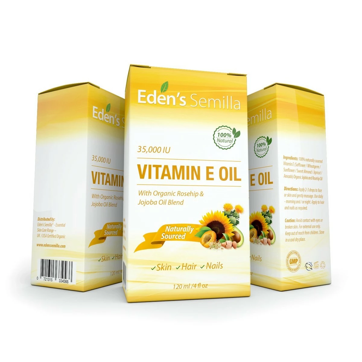 Eden's Semilla 100% Plant Extract Vitamin E Oil 35,000 IU + Organic Rosehip & Jojoba Blend - 4 OZ Bottle. FAST Absorbing Skin Protection For Face & Body. Pure Ingredients - Ideal For Sensitive Skin - Use Daily 4 Eden's Semilla 100% Plant Extract Vitamin E Oil 35,000 IU + Organic Rosehip & Jojoba Blend - 4 OZ Bottle. FAST Absorbing Skin Protection For Face & Body. Pure Ingredients - Ideal For Sensitive Skin - Use Daily - Image 2