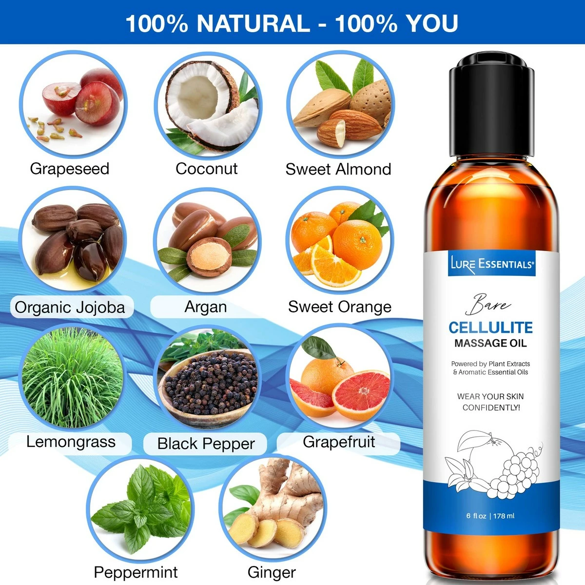 Lure Essentials Cellulite Massage Oil, All-Natural Ingredients For Cupping Massage. Helps Reduce Appearance Of Cellulite For Hips, Butt, Thighs 5 Lure Essentials Cellulite Massage Oil, All-Natural Ingredients For Cupping Massage. Helps Reduce Appearance Of Cellulite For Hips, Butt, Thighs - Image 3