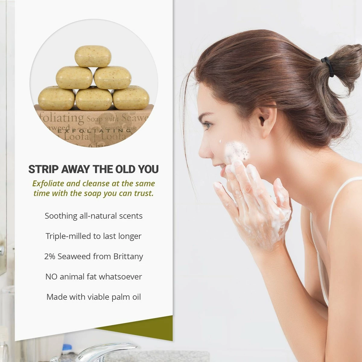 Baudelaire Exfoliating Soap, Sea Loofa Bath Soap & Body Soap, Natural Soap, Triple Milled With 100% Natural Fragrance, 2% Seaweed And Sustainable Palm Oil - 5 Oz (COMES IN 6 PIECE BOX!) 8 Baudelaire Exfoliating Soap, Sea Loofa Bath Soap & Body Soap, Natural Soap, Triple Milled With 100% Natural Fragrance, 2% Seaweed And Sustainable Palm Oil - 5 Oz (COMES IN 6 PIECE BOX!) - Image 6