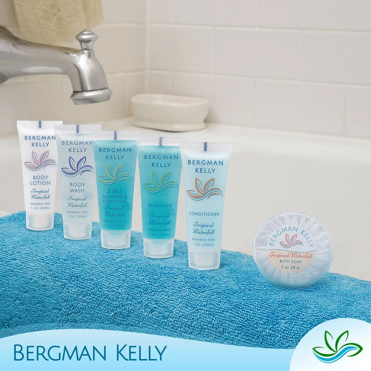 BERGMAN KELLY Round Soap Bars, 2in1 Shampoo & Conditioner 2-Piece Set (Tropical Waterfall, 1 Oz Each, 100 Pc), Delight Your Guests With Revitalizing & Refreshing Sanitary Toiletries & Hotel Amenities 8 BERGMAN KELLY Round Soap Bars, 2in1 Shampoo & Conditioner 2-Piece Set (Tropical Waterfall, 1 Oz Each, 100 Pc), Delight Your Guests With Revitalizing & Refreshing Sanitary Toiletries & Hotel Amenities - Image 6