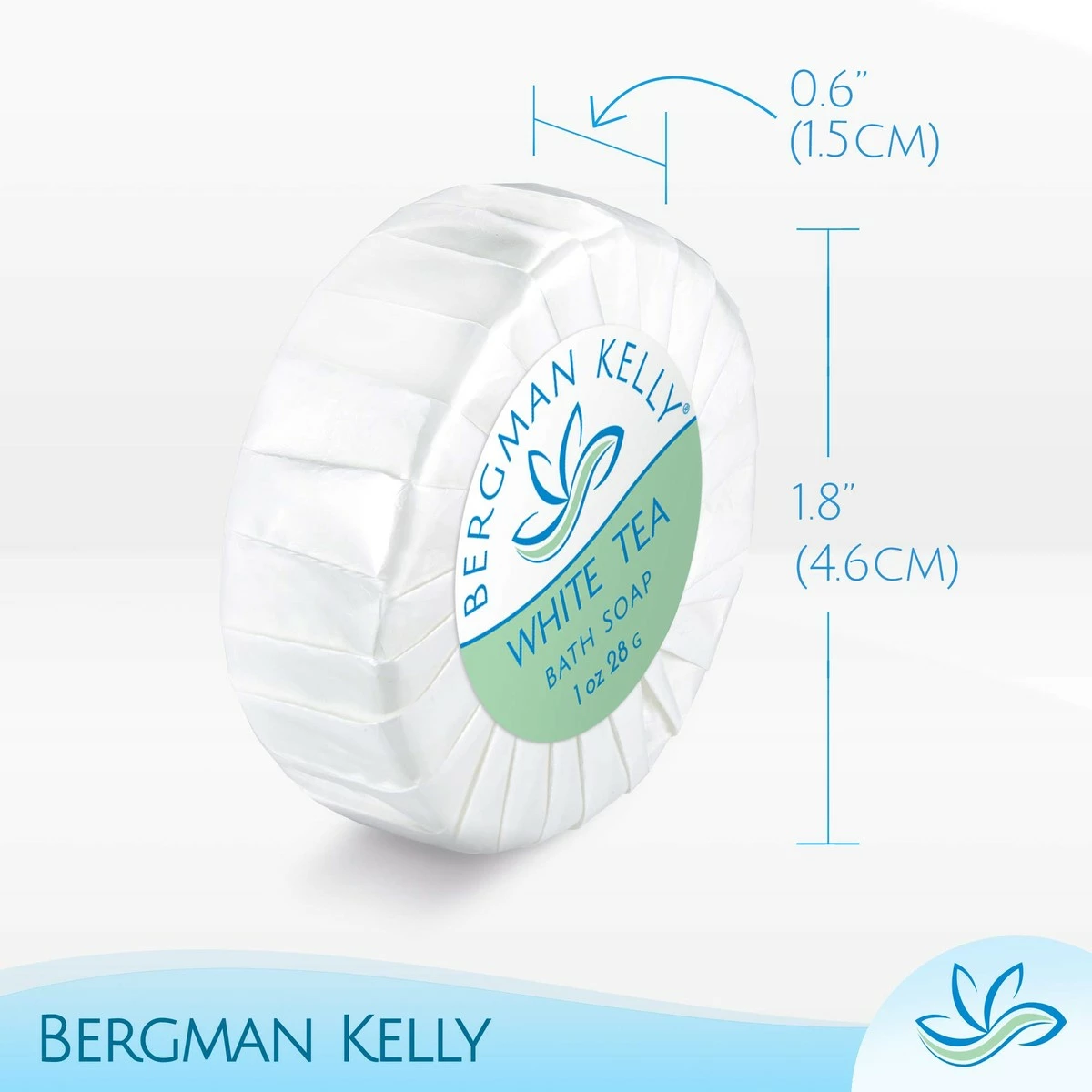 BERGMAN KELLY Sanitary Soap Bars (White Tea, 1 Oz, 100PK), Travel Size Luxury Bulk Hotel Bar Soap, Mini Individually Wrapped Round Soap, Hotel Toiletries For Airbnb, Motel, Guest Bathroom 4 BERGMAN KELLY Sanitary Soap Bars (White Tea, 1 Oz, 100PK), Travel Size Luxury Bulk Hotel Bar Soap, Mini Individually Wrapped Round Soap, Hotel Toiletries For Airbnb, Motel, Guest Bathroom - Image 2