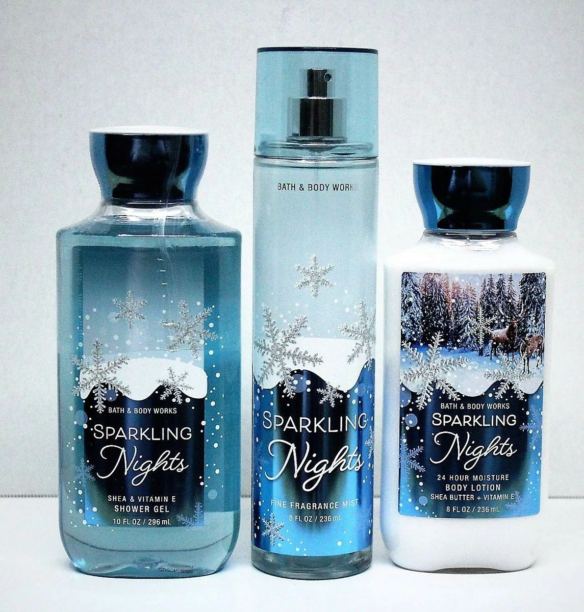 Bath & Body Works Bath And Body Works Sparkling Nights Shower Gel, Body Lotion, Fine Fragrance Mist Daily Trio 2018 3 Bath & Body Works Bath And Body Works Sparkling Nights Shower Gel, Body Lotion, Fine Fragrance Mist Daily Trio 2018