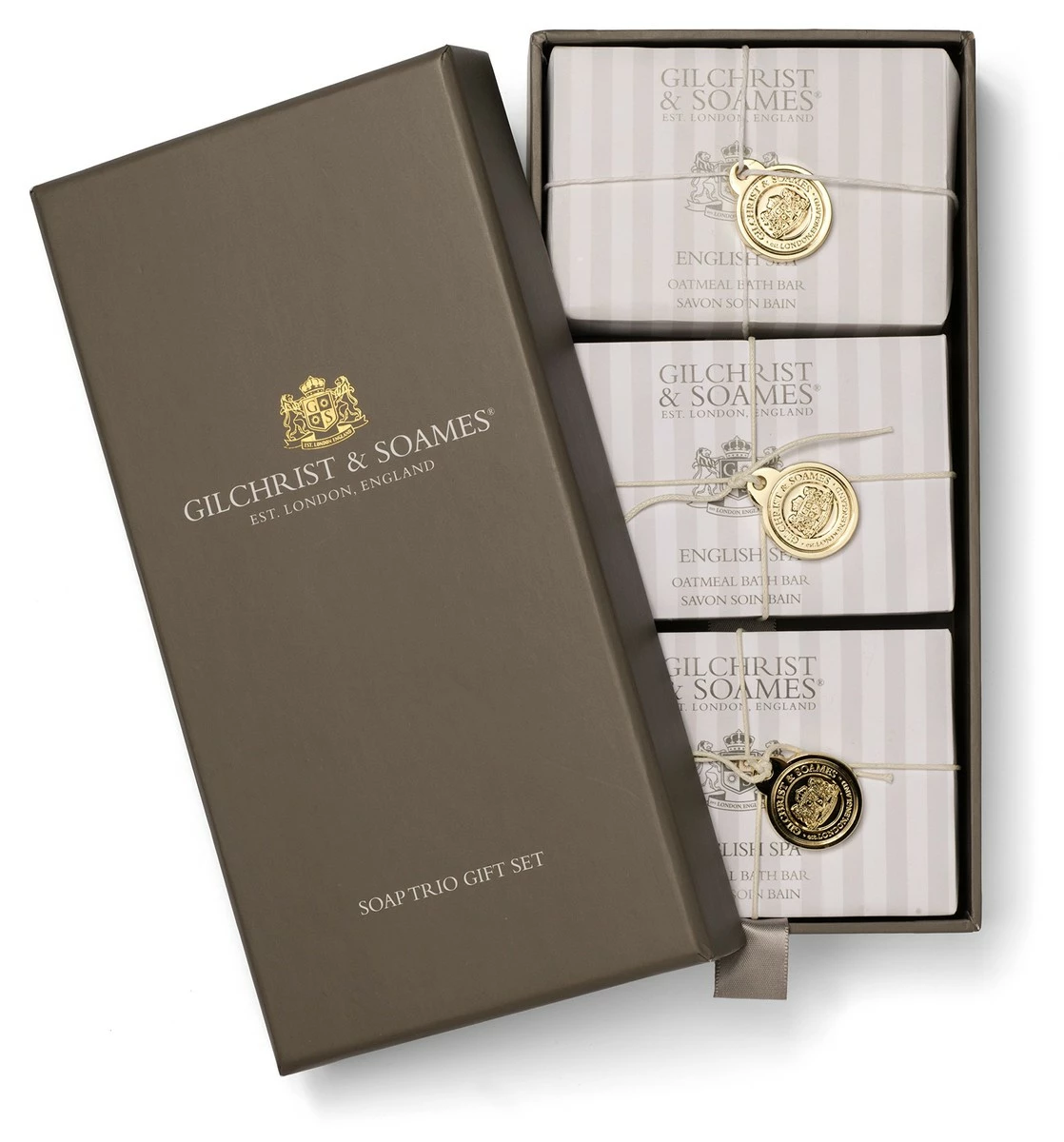 Gilchrist & Soames Store English Spa Oatmeal Soap Trio, 6oz 3 Gilchrist & Soames Store English Spa Oatmeal Soap Trio, 6oz