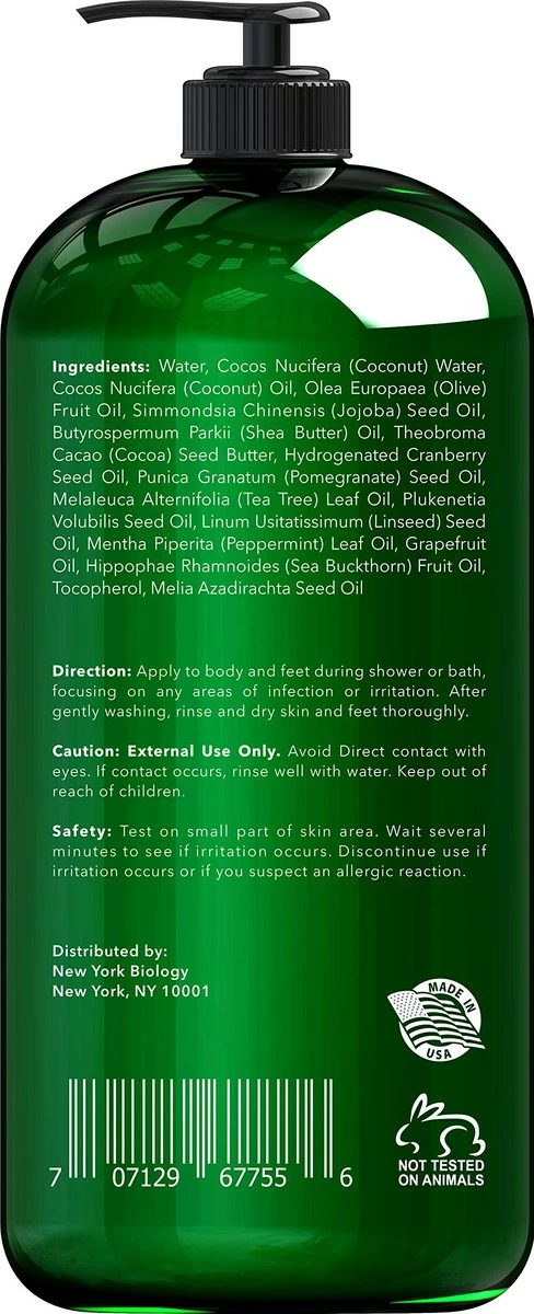 NEW YORK BIOLOGY THE ULTIMATE COSMECEUTICALS New York Biology Tea Tree Body Wash - Helps Soothe Itchy Skin, Jock Itch, Athletes Foot, Toenail Fungus, Eczema, Acne, Body Odor And Ringworm - Moisturizing Body Wash For Men & Women – 16 Fl Oz 4 NEW YORK BIOLOGY THE ULTIMATE COSMECEUTICALS New York Biology Tea Tree Body Wash - Helps Soothe Itchy Skin, Jock Itch, Athletes Foot, Toenail Fungus, Eczema, Acne, Body Odor And Ringworm - Moisturizing Body Wash For Men & Women – 16 Fl Oz - Image 2