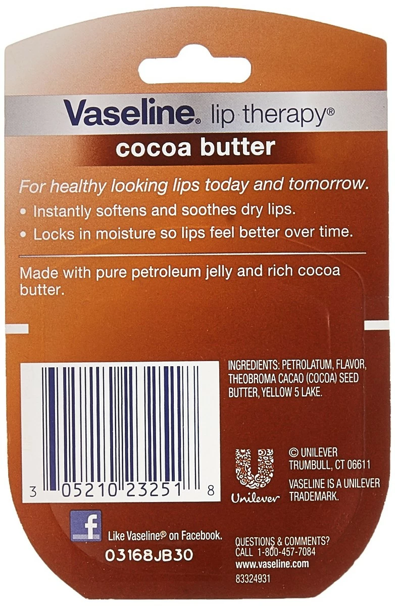 Vaseline® Vaseline Lip Therapy Cocoa Butter.25 Oz (Pack Of 3) 5 Vaseline® Vaseline Lip Therapy Cocoa Butter.25 Oz (Pack Of 3) - Image 3