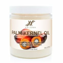 Palm Kernel Oil By Velona | All Natural Oil For Soap Making, Cooking, Hair, Body, Skin & Face Care | Refined, Cold Pressed | In Jar (4 Oz)