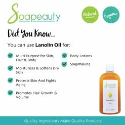 Soapeauty LANOLIN OIL Organic Cold Pressed Unrefined | 100% Natural Available In Bulk | Carrier For Essential Oils, Face, Skin, Hair Moisturizer, Soap Making | Sizes 4OZ To 7 LBS | (12 OZ) -Moisturizers Sales p2jn6oevyxoipyud3633hhbvkv9q