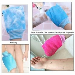LISSOMPLUME Store LISSOMPLUME Exfoliating Bath Gloves For Body Scrub 5 PACK Women Exfoliator Scrubber Shower Mitt Removing Dead Skin Hammam Towel - PINK -Moisturizers Sales p6pk3n1uekhv2ixmo61ww2ycceh6