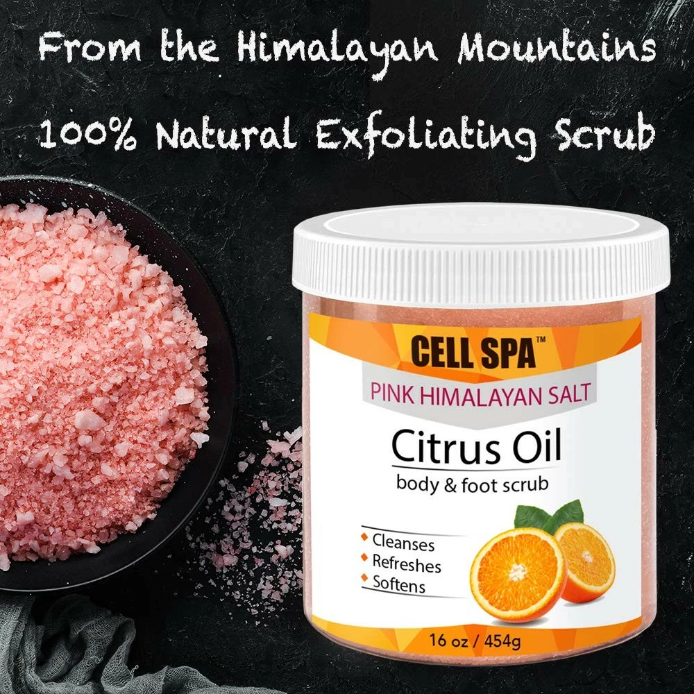 Cell Spa 16 Oz Exfoliating Citrus Oil Infused With Organic Essential Oils Body & Foot Scrub With Pink Himalayan Salt For Skin Care, Natural Anti-Cellulite, Acne, Foot Soak, Stretch Marks Wrinkles & Scars 5 Cell Spa 16 Oz Exfoliating Citrus Oil Infused With Organic Essential Oils Body & Foot Scrub With Pink Himalayan Salt For Skin Care, Natural Anti-Cellulite, Acne, Foot Soak, Stretch Marks Wrinkles & Scars - Image 3