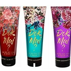 Natural Dok Mai Body Lotion Best Gift Set Thai Famous Popular 3 Colors Dok Mai Body Lotion Madam Fin Classic Perfume Sweet Flower (Red, Purple, Green) 120 Ml. By Madam A