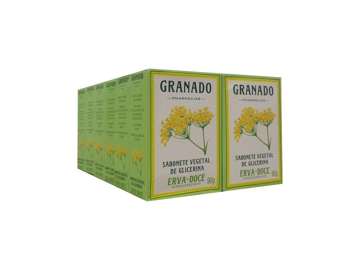 Linha Glicerina Granado - Sabonete Em Barra Vegetal Erva-Doce (12 X 90 Gr) - (Granado Glycerin Collection - Vegetable Bar Soap Fennel (12 X Net 3.2 Oz)) 3 Linha Glicerina Granado - Sabonete Em Barra Vegetal Erva-Doce (12 X 90 Gr) - (Granado Glycerin Collection - Vegetable Bar Soap Fennel (12 X Net 3.2 Oz))