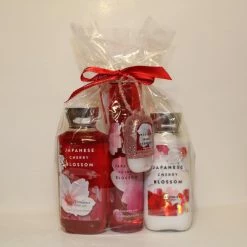 Bath & Body Works - Signature Collection – “Japanese Cherry Blossom” - Shower Gel - Fine Fragrance Mist- Body Lotion & PocketBac Sanitizing Hand Gel & PocketBac Holder – Gift Bundle