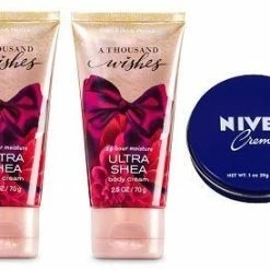 Bath And Body Works 2 Pack A Thousand Wishes Travel Size Body Cream 2.5 Oz. + Travel Size Body Cream 1 Oz.