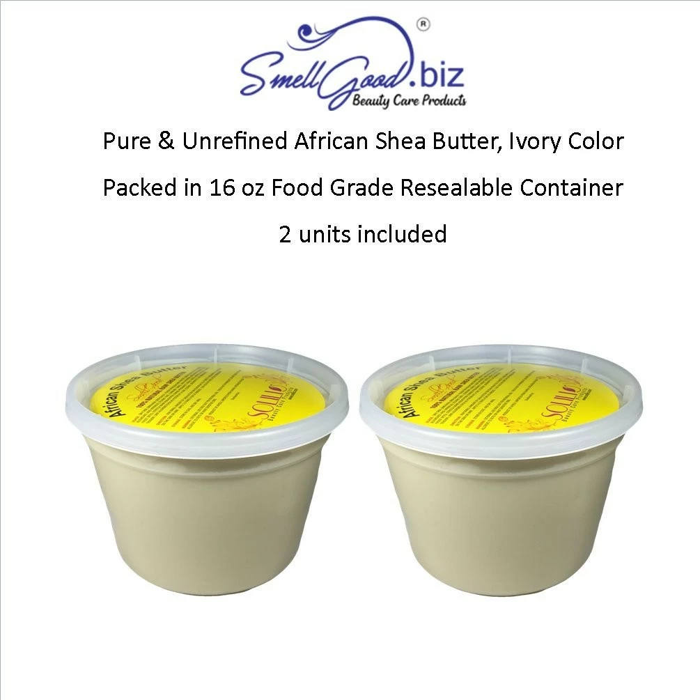 SmellGood Store SmellGood - Pure Unrefined African Shea Butter, Natural And Handmade, Ivory Color, Packed In 16 Oz Food Grade Resealable Container, 2 Units Included 4 SmellGood Store SmellGood - Pure Unrefined African Shea Butter, Natural And Handmade, Ivory Color, Packed In 16 Oz Food Grade Resealable Container, 2 Units Included - Image 2