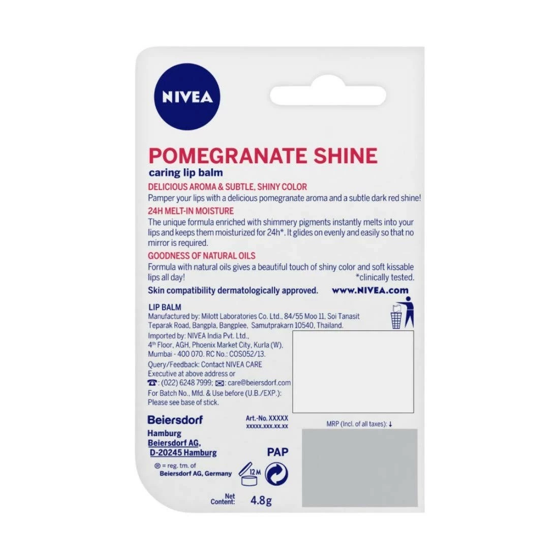 NIVEA Lip Balm, Pomegranate Shine, 4.8g 8 NIVEA Lip Balm, Pomegranate Shine, 4.8g - Image 6