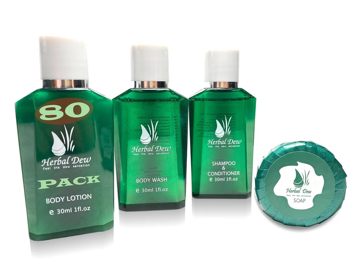 Herbal Dew Hotel Amenities And Travel Size Toiletries Sets: Shampoo & C., Body Wash, Body Lotion And Bar Soap, Aloe & Mint Fragrance, 20 Sets=80 Pcs 3 Herbal Dew Hotel Amenities And Travel Size Toiletries Sets: Shampoo & C., Body Wash, Body Lotion And Bar Soap, Aloe & Mint Fragrance, 20 Sets=80 Pcs